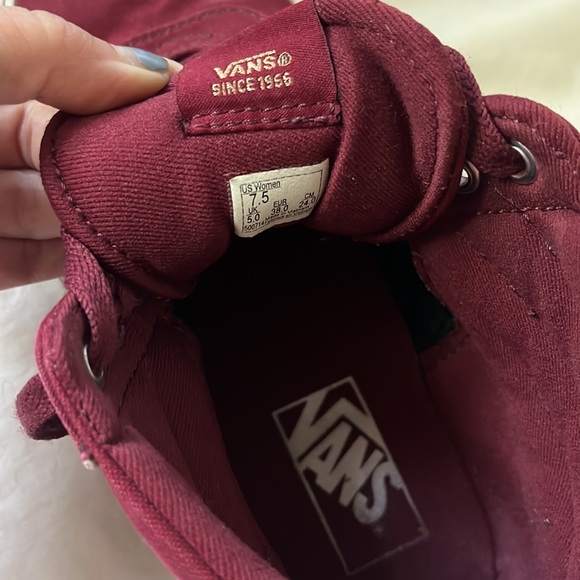 Vans Sk8 Hi Womens Size 7.5 Canvas Maroon with Rose Gold Hi Top Skate Shoe - Picture 7 of 7